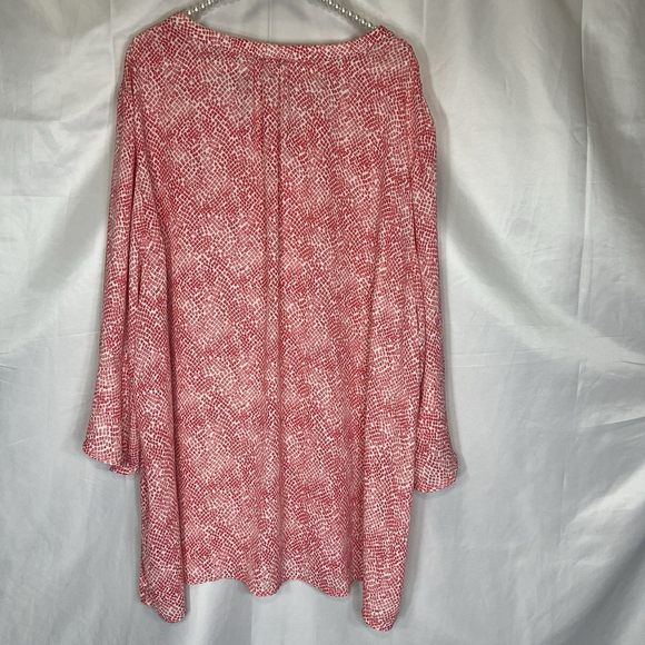 Catherines Women’s 4X Pink Geometric Beach Summer Preppy Boho Mature Blouse - Picture 4 of 10